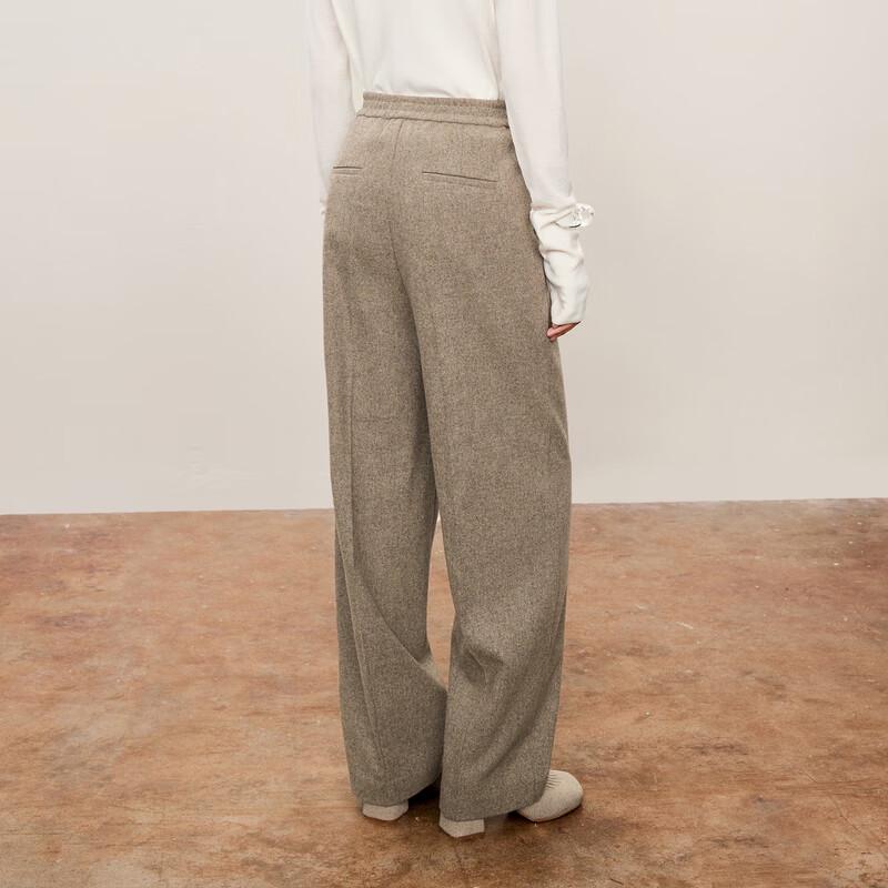 LESS 2024 Autumn Merino Wool Blend Wide-Leg Commuter Pants