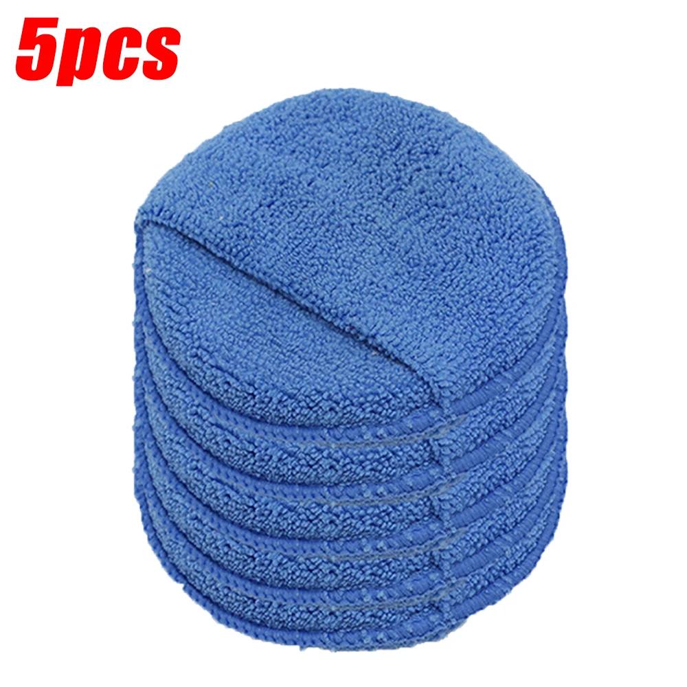 10Pcs Car Waxing Polish Sponges 5 Inch Car Detailing Wax Applicator Pads Round Pocket Microfiber Foam Sponges Car Cleaning Tools