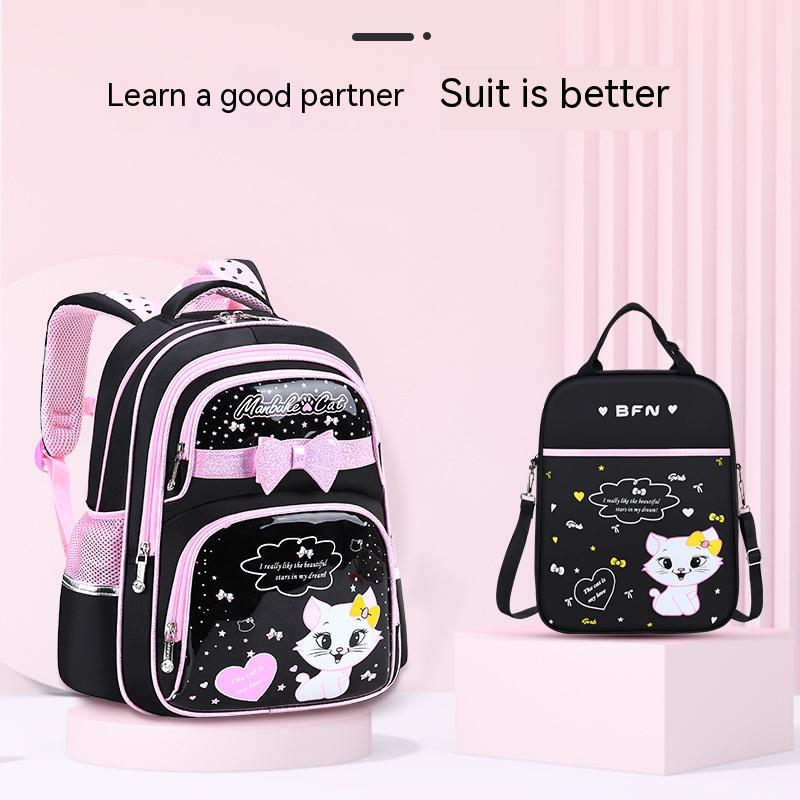 New PU Leather School Bag Korean Fashion Girls Backpack Cute Cat Orthopedic Waterproof Backpack