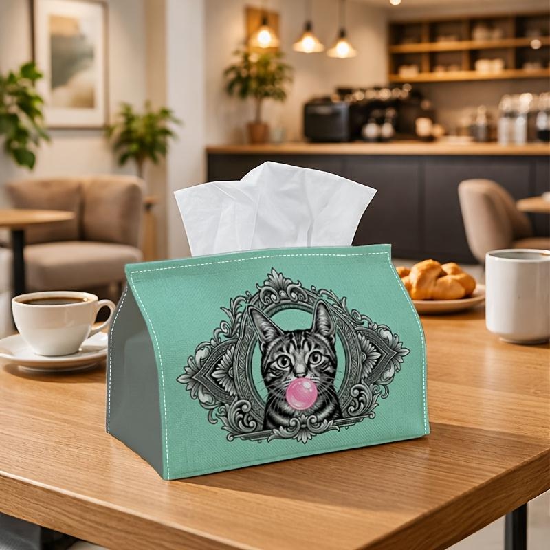 1pc Quirky Pop Art Portrait Tissue Box - Multi-functional Napkin Dispenser, Two Sizes Available Made of Durable Polyester, Decorated with Cat Bubblegu