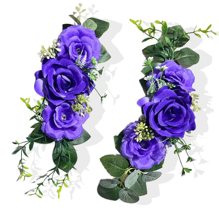 2 Adet Dış Mekan Yapay Gül Çok Renkli Sandalye Arkası Çiçek Kemer Köşe Çiçeği