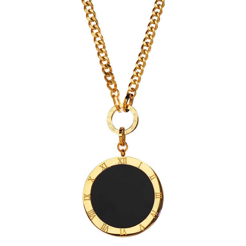 

Титановая сталь Римские цифры Черно-белая Двусторонняя Длинная Цепочка для свитера Средневековое Ожерелье Высококлассные Аксессуары для свитера Кубинская цепь золотой