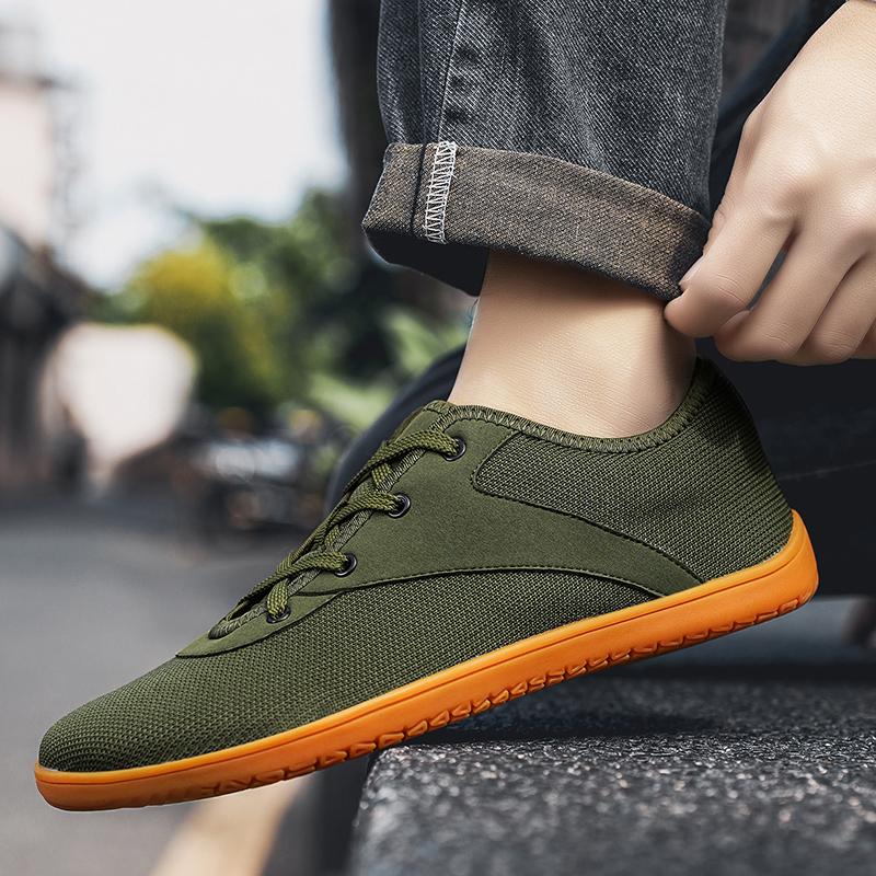 Fashion Summer Men's Mesh Barefoot Walking Shoes Flat Bottom Wide Toe Running Shoes Large Comfortable Soft Bottom Outdoor Driving Shoes