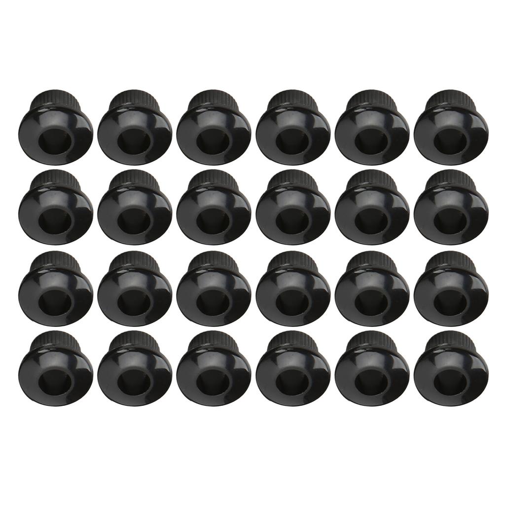24Pcs Guitar String Button Ferrules 10mm High Performance Plastic Material Semi Closed Design Guitar PartsBlack