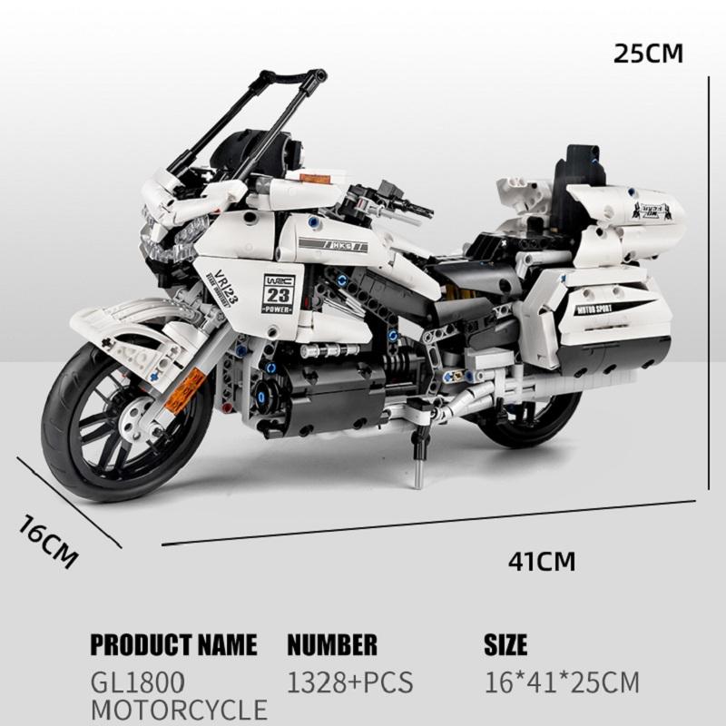MOULD KING 23001 techniczne złote skrzydło GL1800 motocyklowe klocki samochodowe montaż cegieł zabawki edukacyjne dla dzieci prezenty świąteczne