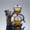 Magnetic lazy tea set 1 set - automatic little monk glass teapot, tea cup, tea can, tea tray Chinese Kung Fu tea set