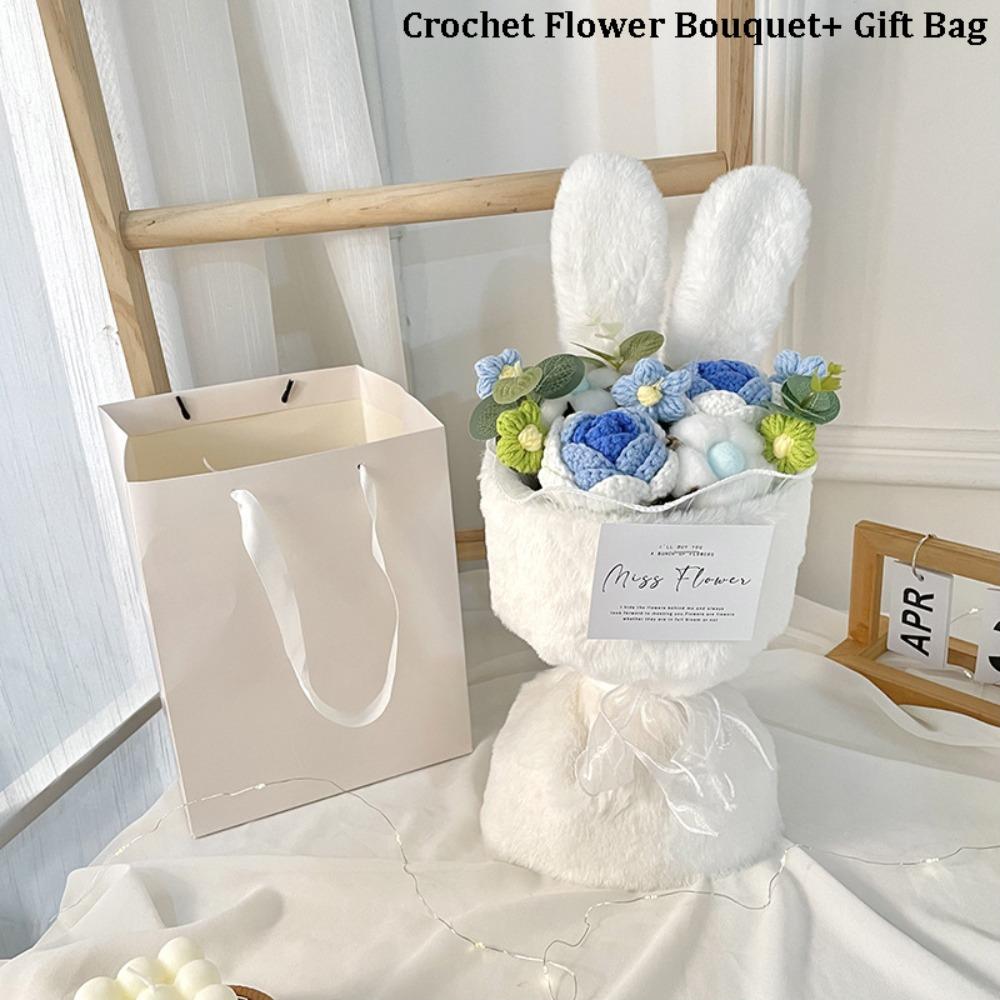 

Rabbit Ears Crochet Flower Bouquet Handmade Flower Bouquet Artificial Flowers for Mother s Day синій