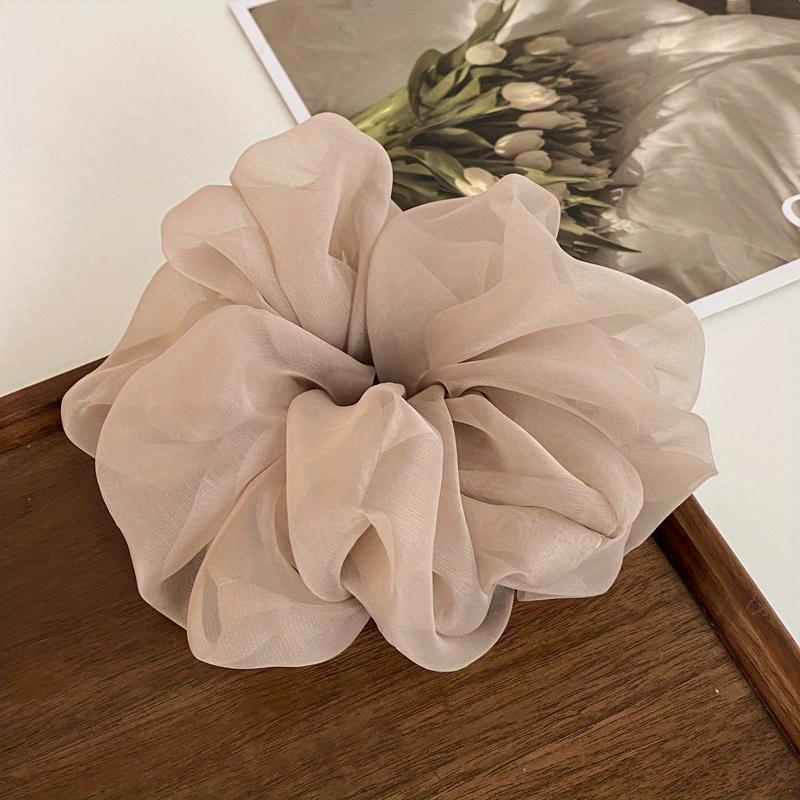 Sweet Oversized Organza Hair Ties Scrunchies Women Solid Color Mesh Hair Bands for Girls Summer Ponytail Holder Hair Accessories
