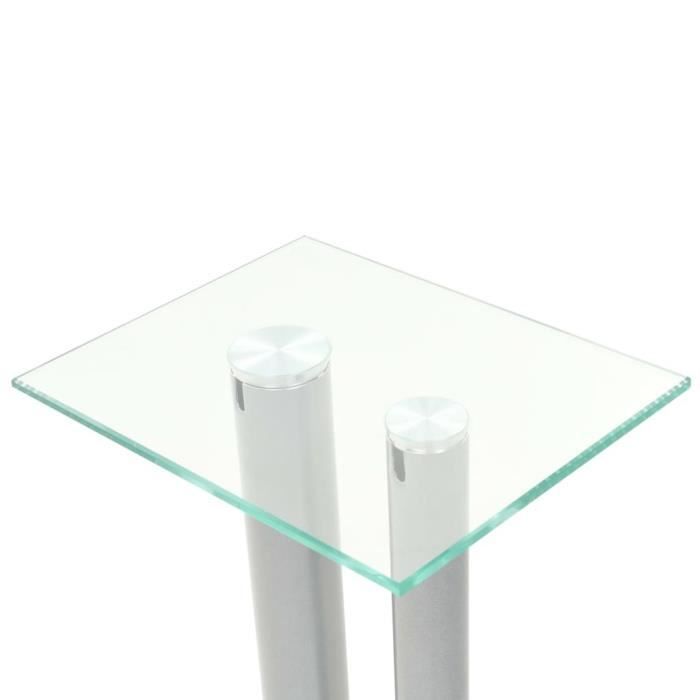 Support haut-parleur - vidaXL - 2pc - Verre trempé - Aluminium - Argenté