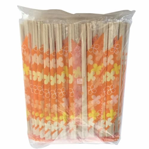 Yamato Bussan Disposable Chopsticks, Natural, 20cm Long, Flower Orange, Individually Wrapped, with Toothpicks, Pack of 100