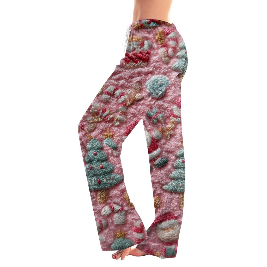 Women's Drawstring Christmas Printed Casual Pants