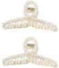 BellaStella 2 Pcs Small Pearl Large Hair Clutcher Strong Hair Claw Clip Hair Accessories for Women and Girls