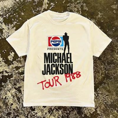 Michael Jackson Tournée 1988 Imprimé Américain Respirant Confortable Haute Qualité Streetwear T-shirt Y2k Ins