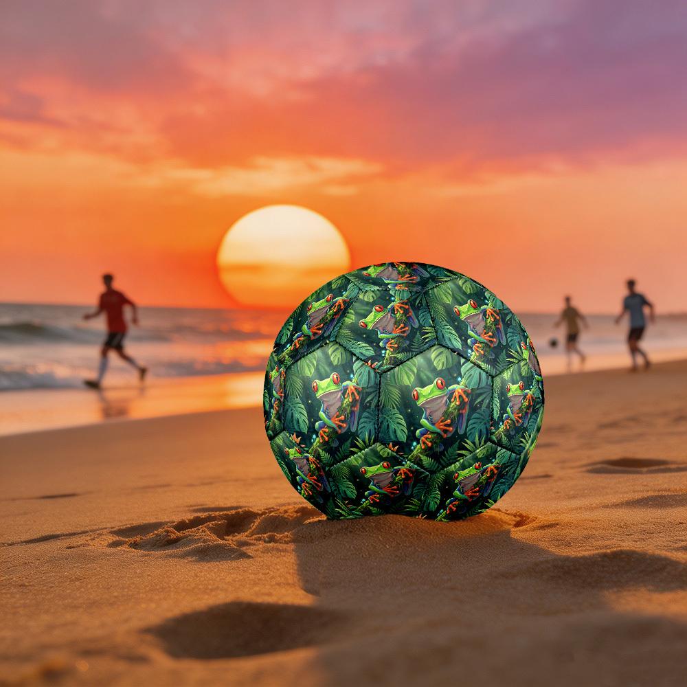 1pc Jungle Frog Adventure Theme Soccer Ball Football, Size 5, Lightweight PVC, Outdoor Training Soccer Ball,Sports Gift t61459