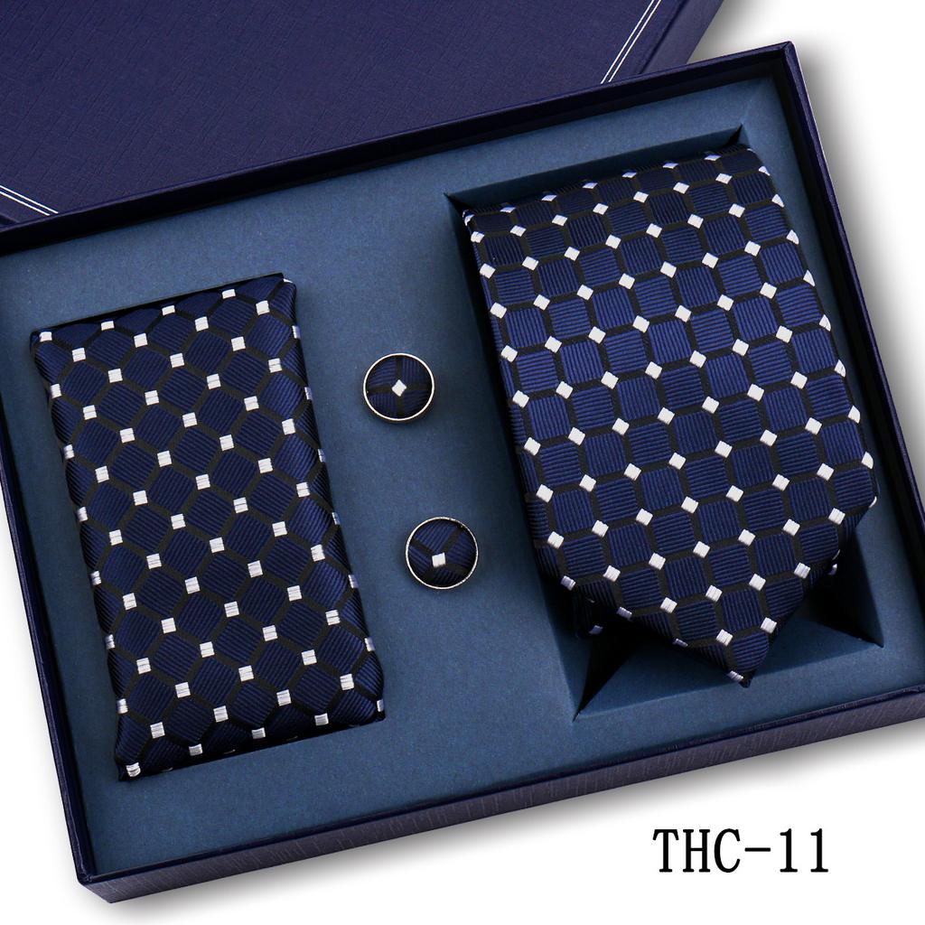 Men'S Business Tie Pocket Square Scarf Gift Box Set Formal Wedding Professional Shirt Trendy Tie Worker