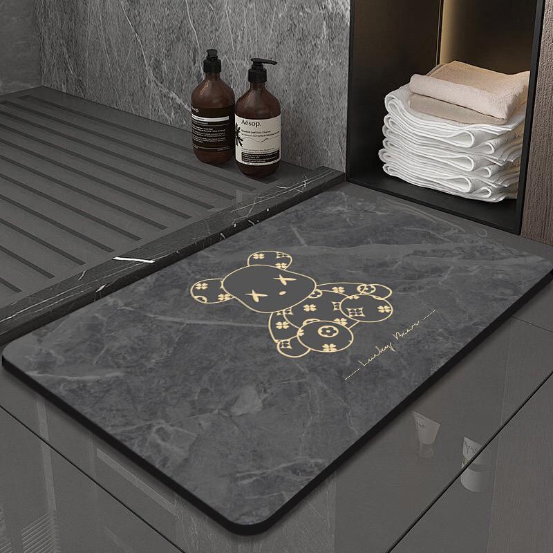 Wavy Marble Quick-Dry Bathroom Mat - Diatom Soft Absorbent Rug for Toilet, Door, and Sink