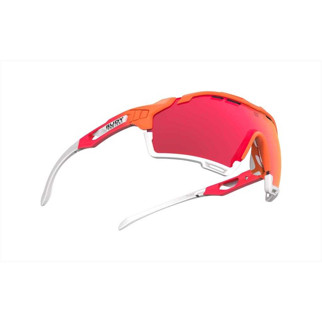 Rudy Project CUTLINE Sport Sonnenbrille Mandarin Fade Korallenfarbener Rahmen mit roten Gläsern und Stoßfänger, Multi-Laser Weiß, SP633846-0011