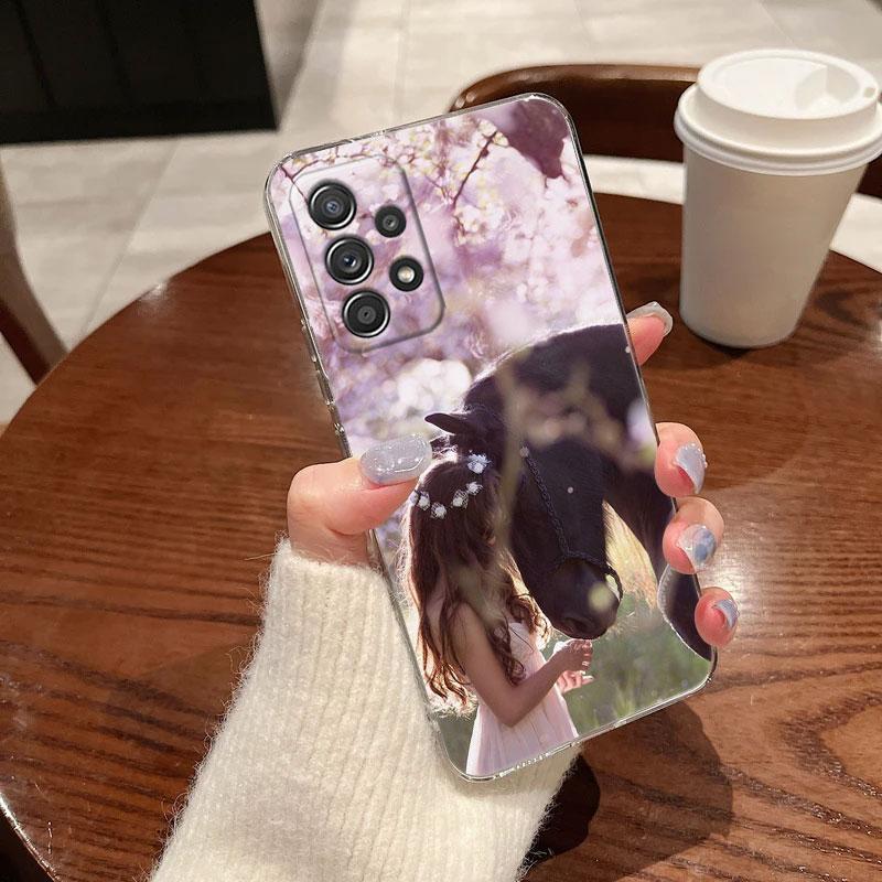 Pferdemädchen Tier Klare Handyhülle Für Samsung Galaxy A56 A57 A37 A55 A54 A36 A35 A26 A25 A16 A17 A07 A52 A34 A73 A53 A21s Cover
