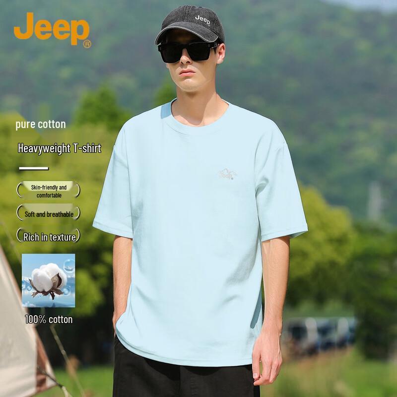 JEEP Men s Heavyweight Drop Shoulder Pure Cotton Short Sleeve T-Shirt M