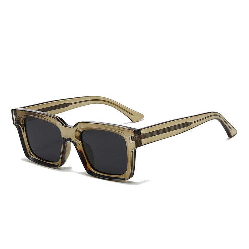 Geometric Square Sunglasses Men Women Uv400 Polarized Sunshade For Casual Wear OliveGreenFrameGray