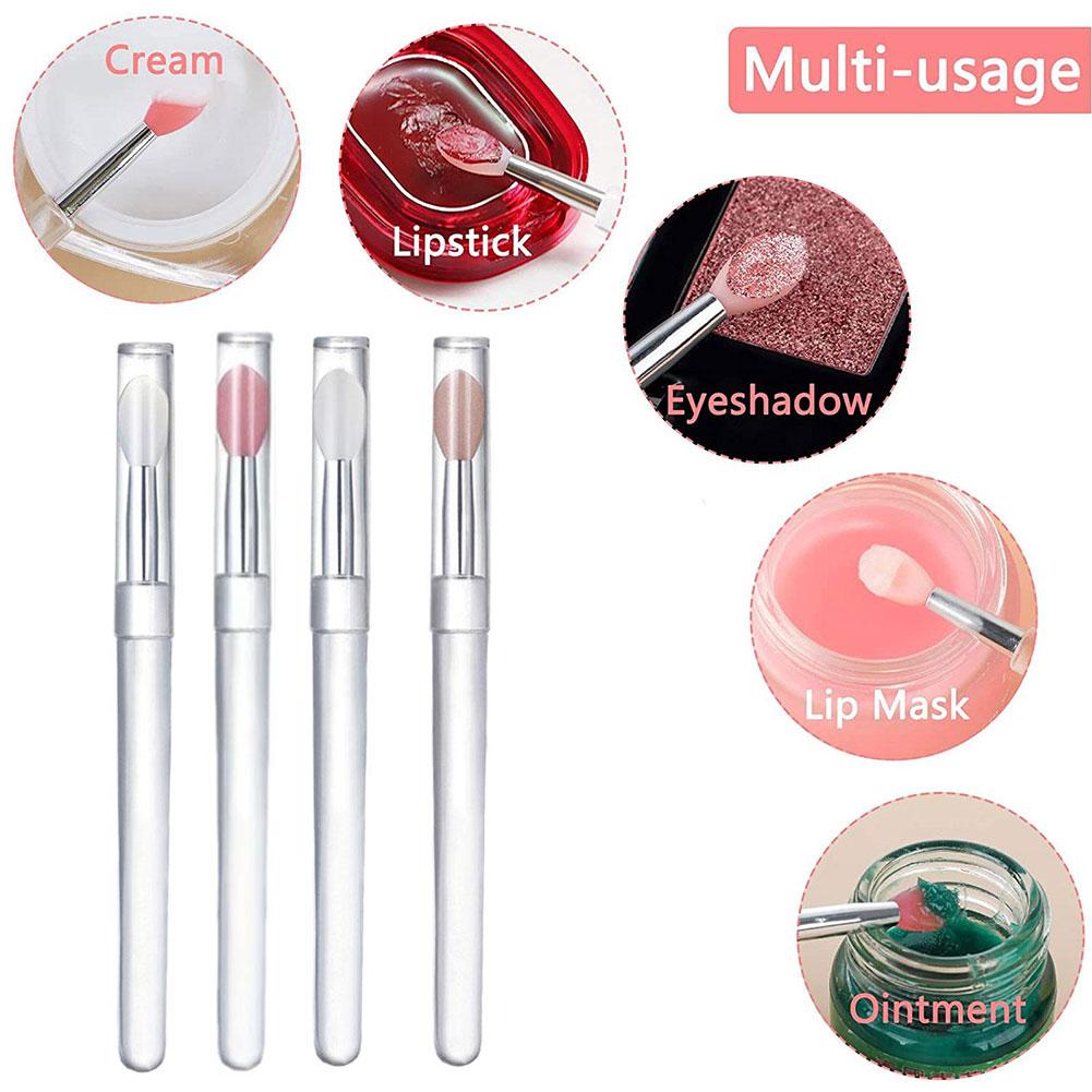 Portable Silicone Lip Brush, Small Brush With Cover Application, Lipstick For Dustproof Brush C1S6