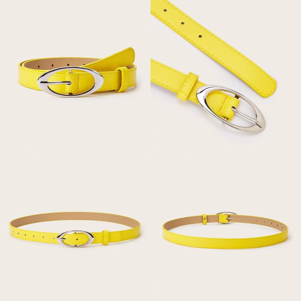 Simple Solid Color Oval Metal Buckle Decoration Women Casual Belt For Daily