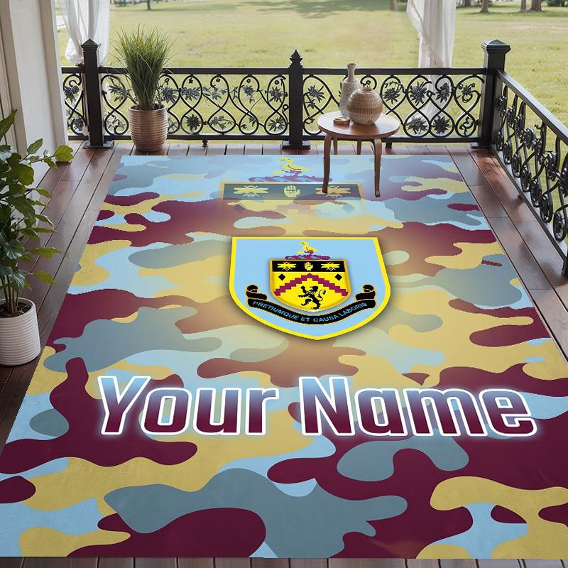 Custom Text Printed Rug Burnley Football Non Slip Floor Carpet For Home Room Decor