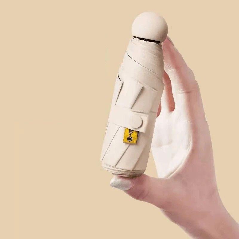 Anti-Uv Mini Umbrella For Sunny And Rainy Days, Portable With Uv Coating And 6 Reinforced Ribs