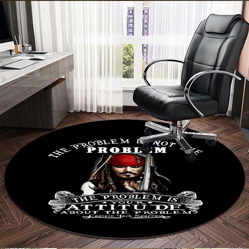 Captain Jack Sparrow Print Round Rug, Washable Floor Carpet, For Entryway Dorm Laundry Room Office Study, Home Decor Birthday Christmas Gift