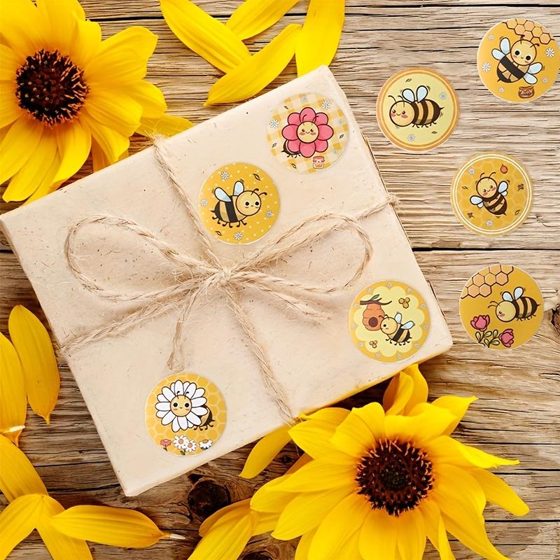 500pcs/roll, Bee Round Stickers,Yellow Bee Pattern, Bee Theme Party Cartoon Stickers,Decor,Happy Birthday Party Decoration