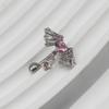 European & American Heart-Shaped Pink Navel Ring with Chain