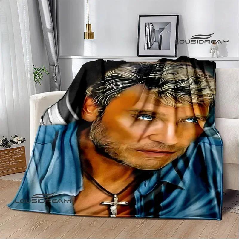 French Rock Star Johnny Hallyday Blanket Flannel Blanket Home Travel Blanket Fashion Warm Blanket Bed Linings Birthday Gift