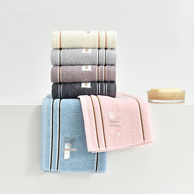 Jieliya Antibacterial Pure Cotton Face Towel, Soft & Thin, Solid Color, Adult Use