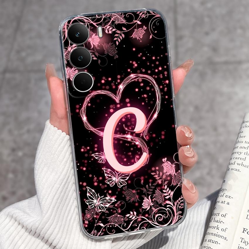 For Realme C71 C67 C65 C63 C61 C55 C53 C35 C85 Pro C75 C75x Phone Case Pretty Love Heart Letters Soft Housing Transparent TPU Silicone Anti Drop Shell
