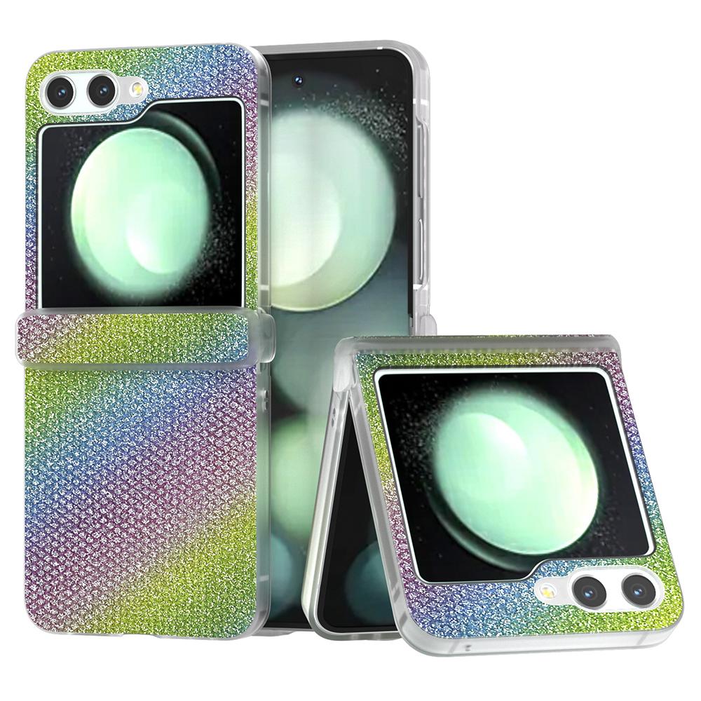 

For Samsung Galaxy Z Flip6 5G Case Rhinestone Texture Leather+PC Protective Phone Cover Multi-color