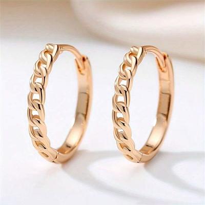 Fashion Gold Color Women Chain Design Hoop Earrings Girls Accessories Wedding Party New Trendy Jewelry