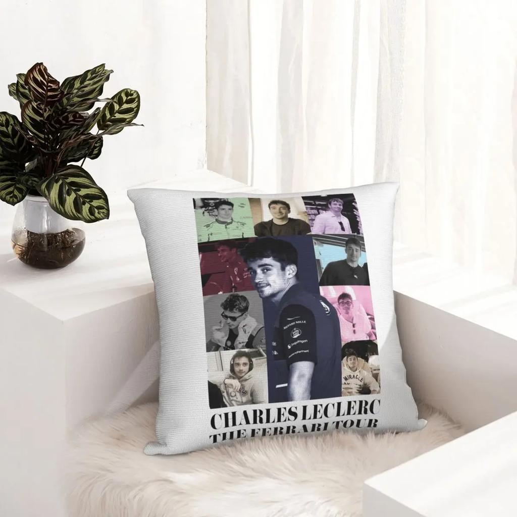 Charles Leclerc Eras Tour Kissenbezug Bedruckter Polyester Kissenbezug Geschenk Wurfkissenbezug Abdeckung Zuhause Quadratisch 18''