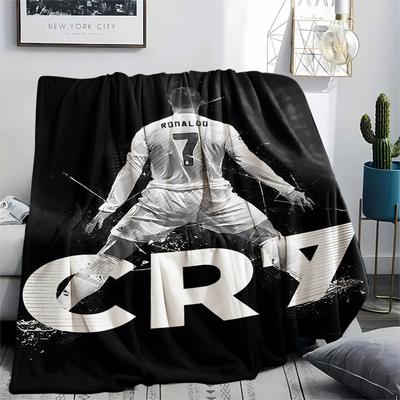 Cristiano Ronaldo Printed Flannel Blanket, Soft Throw for Bedroom Sofa, Washable, Fan Merchandise, Great Gift.