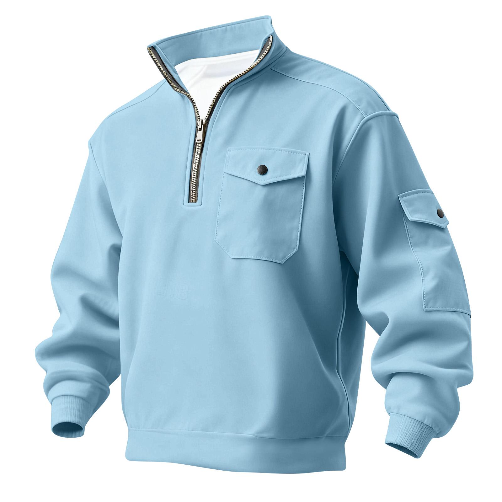 

Men s Solid Color Half Zipper Sweatshirt Men s Sports Large Size Casual Sweatshirt L