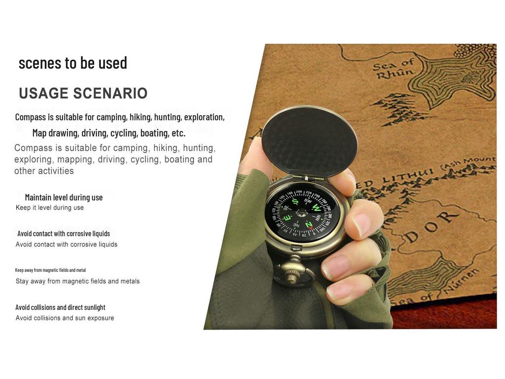 Spot J35A Retro Flip Pocket Watch with North-Pointing Zinc Alloy Compass - Metal Outdoor Gift