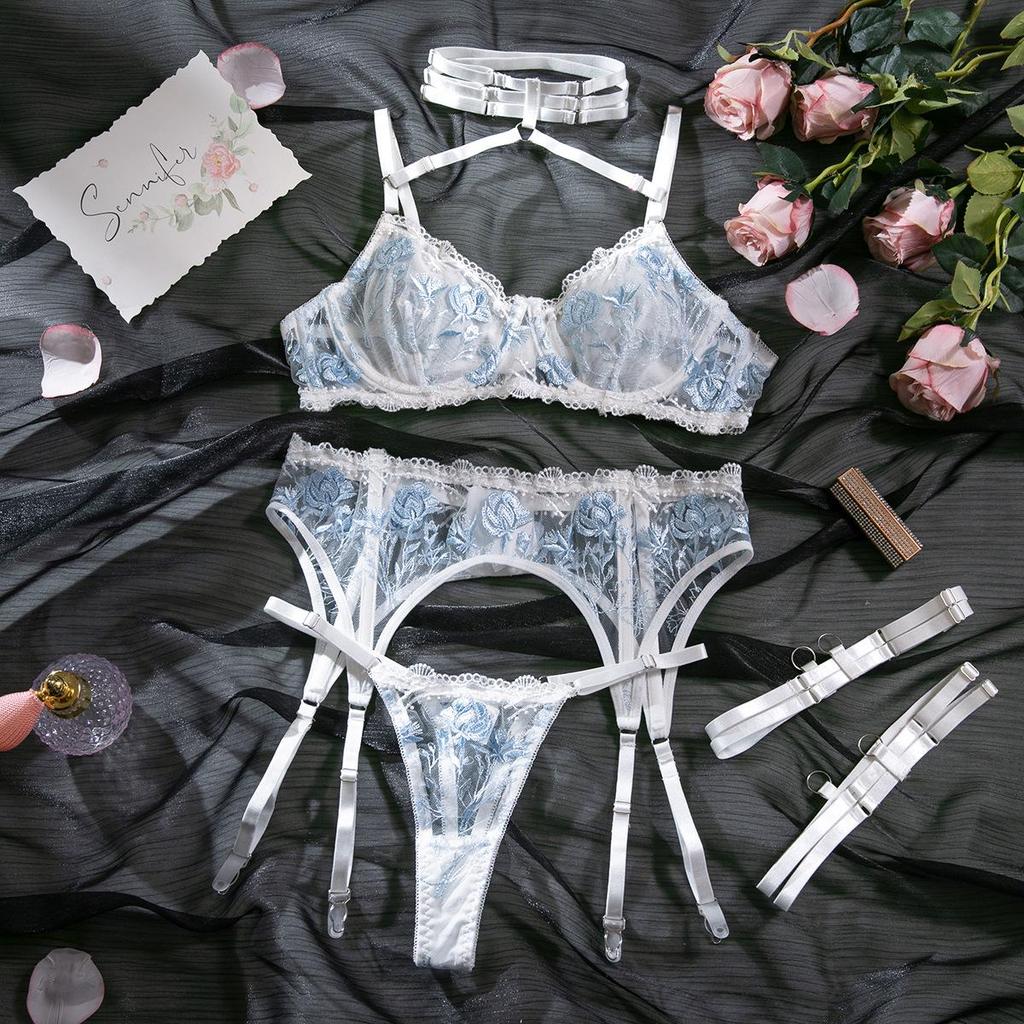 Cecilia Sexy Lace Embroidered See-Through Lingerie Set for Women