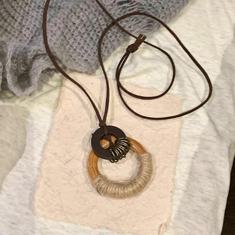 

Винтажное бохо плетеное колье с подвеской: Китайская этническая ключичная цепочка для женщин