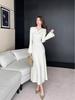 Elegant Bell Sleeve Bodycon Knit Dress and Coat - New Chinese Style for Women, Autumn Winter Collection
