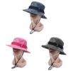 Outdoor Wide Brim Cotton Hat With Windproof Rope For Men And Women Summer Sun Protection