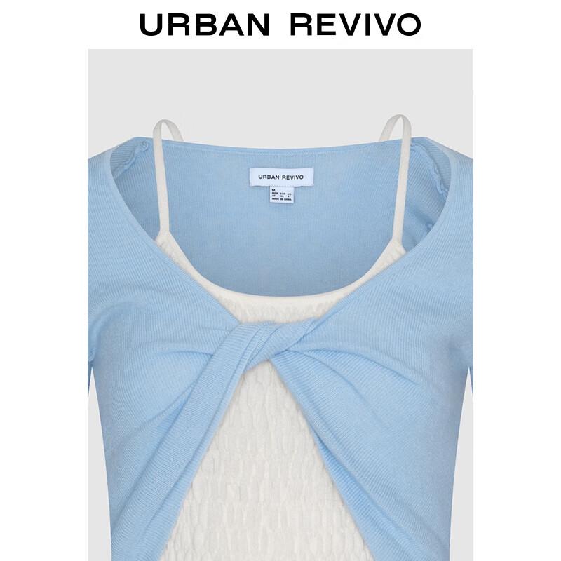 UR Women's Casual Faux Two-Piece Knot Knit Top