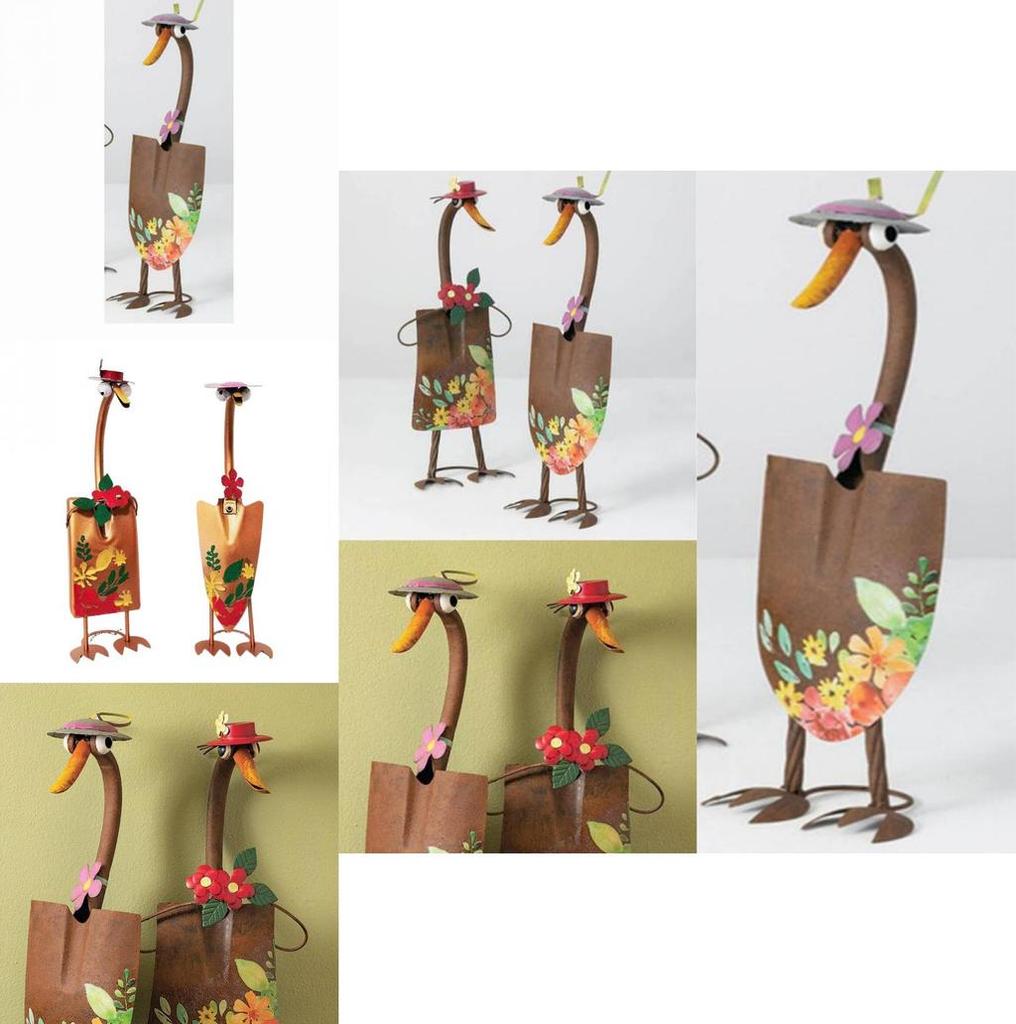 Outdoor Art Piece With Cute Duck Figurine For Yard And Patio Decoration