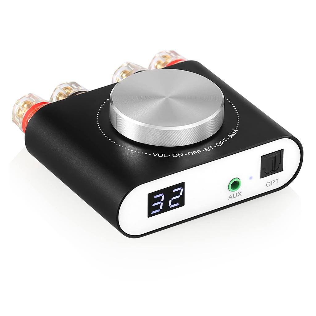 Nobsound Q10 Digital 100W x with TPA3221 Bluetooth Car 77mm Adapter Amplifier, 2, Chip, 5.0/Optical Input, Mountable, DC9-24V, Ultra-Small (Power