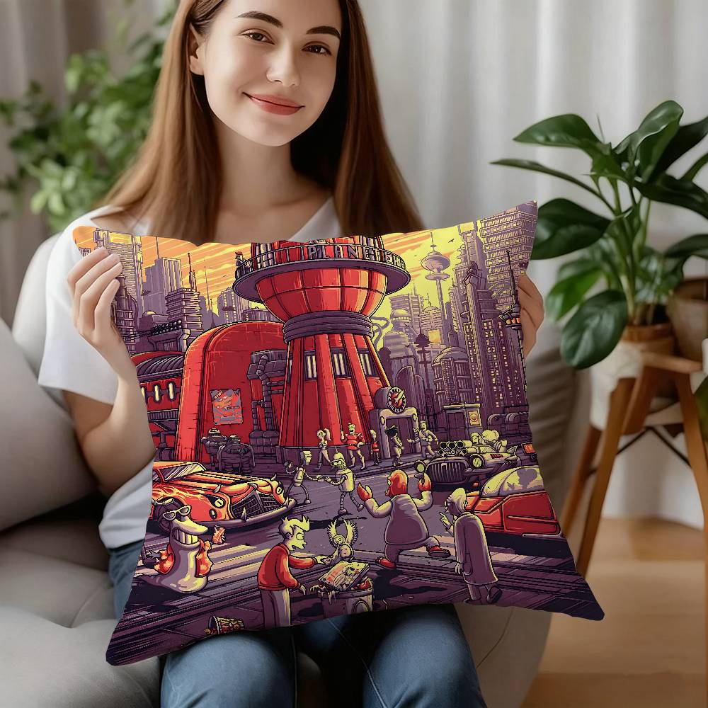 Anime F-Futurama B-Bender Pillow Case Sofa Decorative Home Double-sided Print Plush Square Throw Pillow Cushion Decor Cover