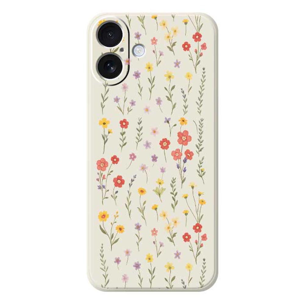 For iPhone 17 Case Flowers and Grass Pattern Printing Straight Edge TPU Phone Back Cover