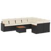 10 Piece Garden Sofa Set with Cushions Black Poly Rattan